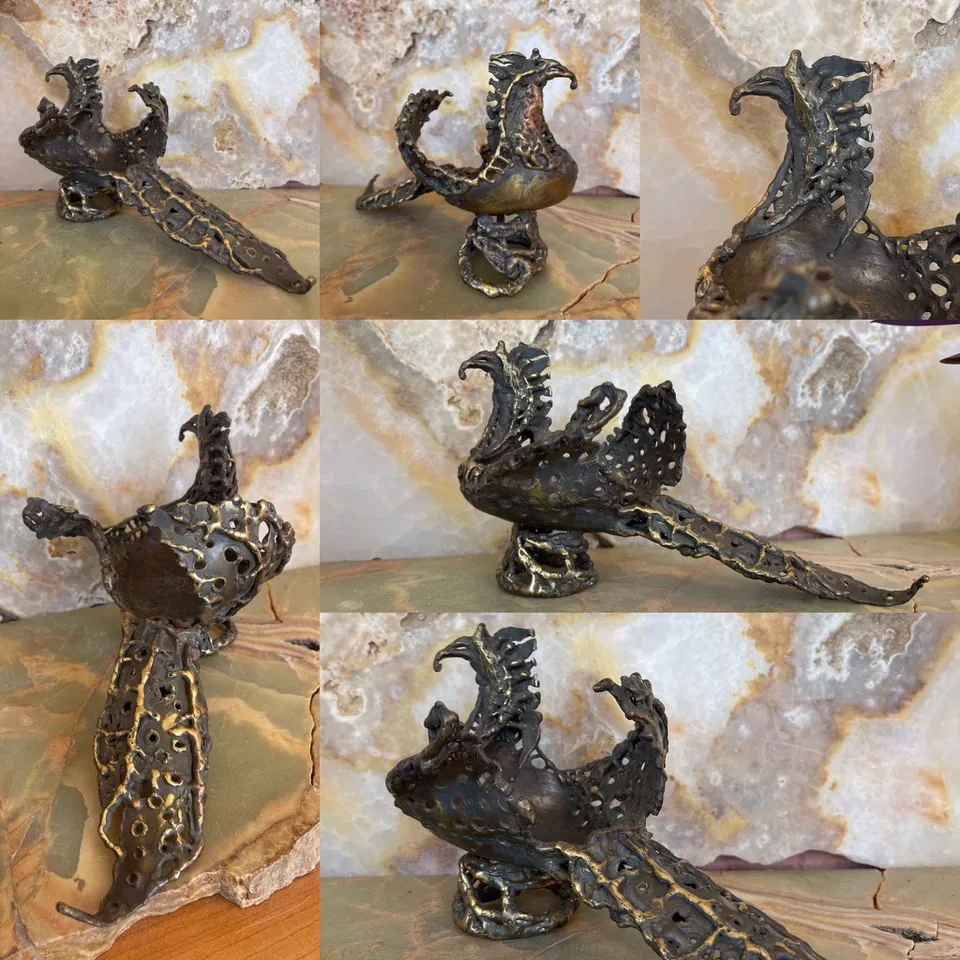 Le Phoenix vu sous six angles, sculpture en laiton et cuivre soudés au chalumeau