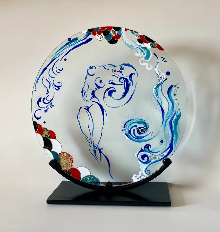 La Sirène, Peinture vitrail sur verre blanc