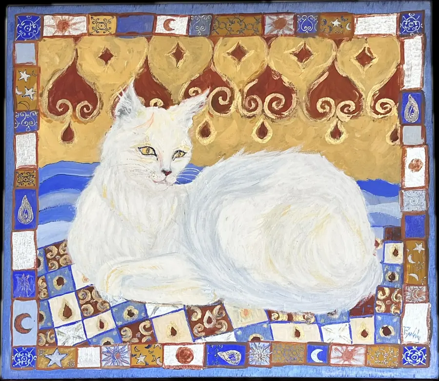 Le Chat d’Orient, Acryliques et encres sur bois
