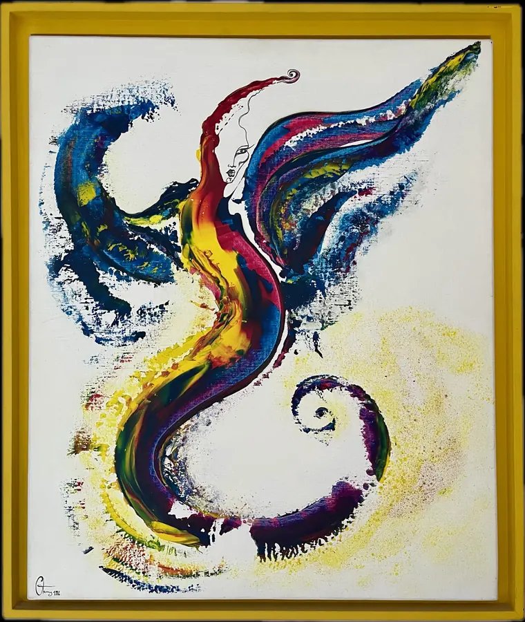 La Femme Étrange, Acrylique au couteau & encre sur toile