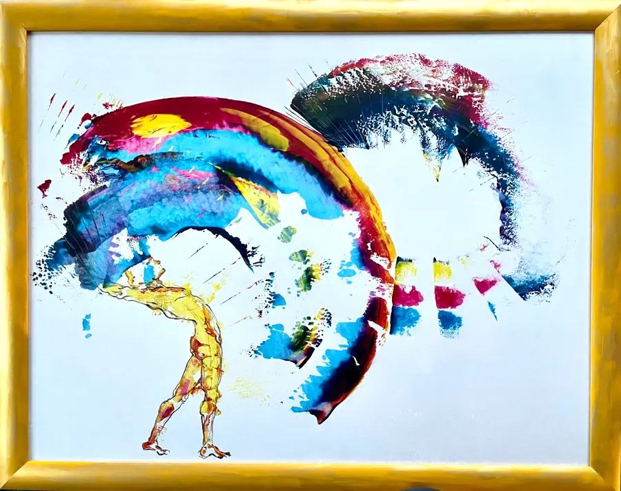 Le Faiseur d’Arc-en-ciel, Acrylique au couteau & Rotring sur papier de soie